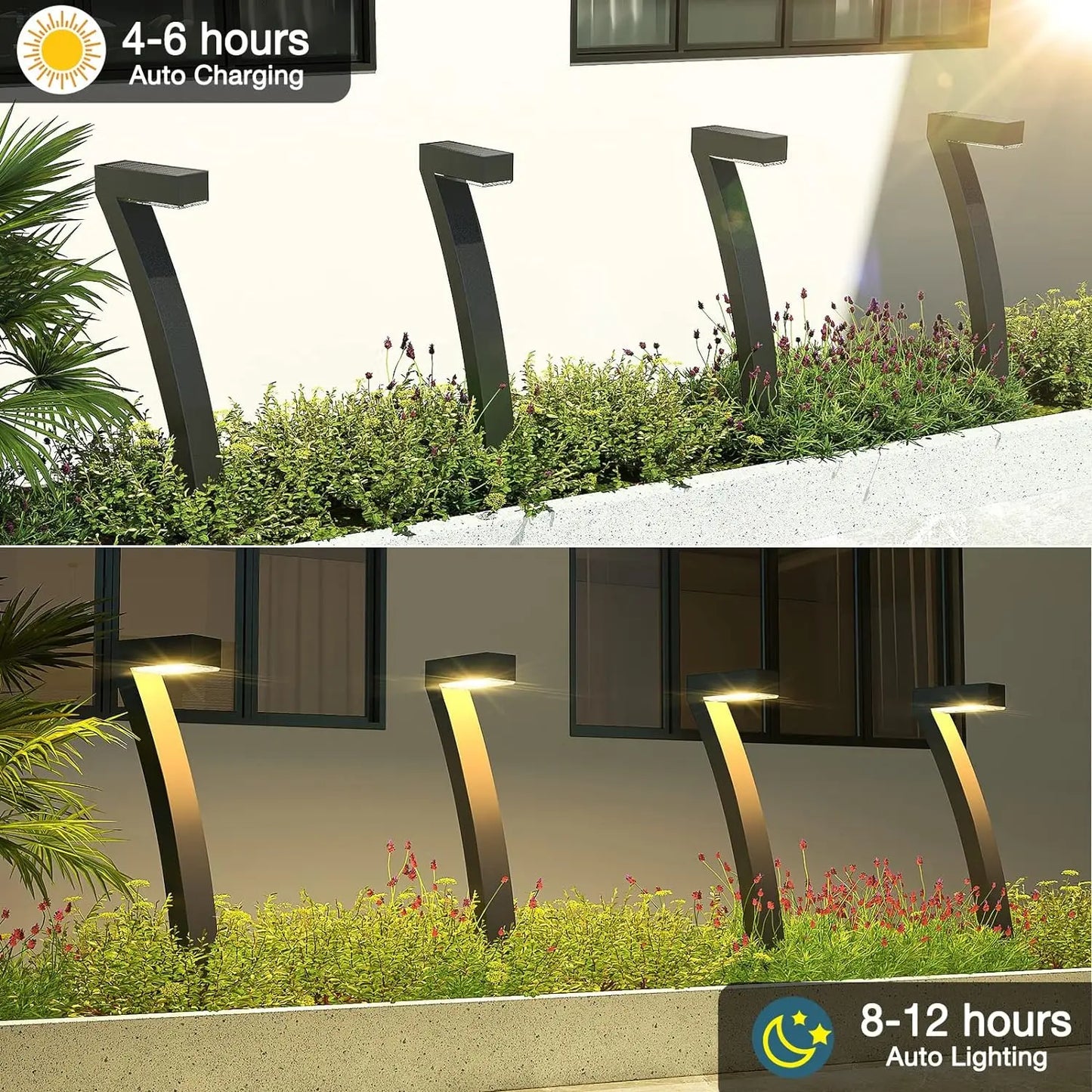 KPSTEK 6 Pack Solar Outdoor Lights Pathway Auto On Off