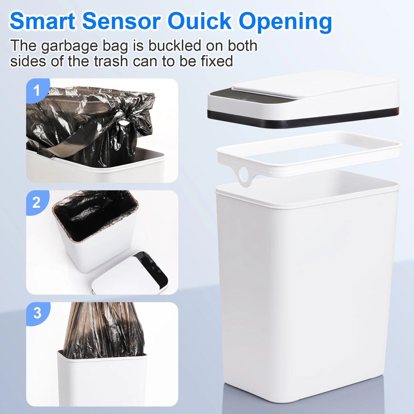 NONECN Motion Sensor Trash Can With Lid Bathroom Touchless