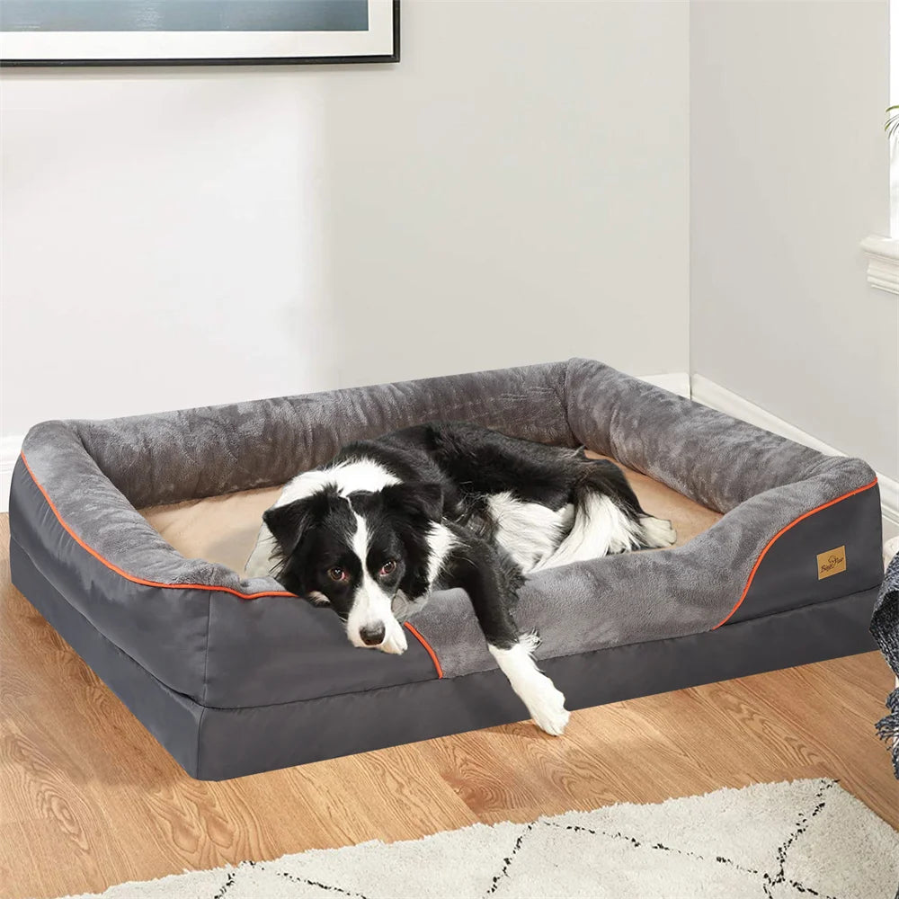 BORWARTCN Orthopedic Memory Foam Waterproof Dog Bed with Removable Cover