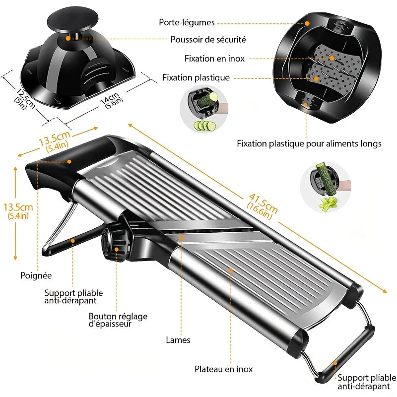 KYJG Stainless Steel Mandoline Slicer With 5 Interchangeable Blades