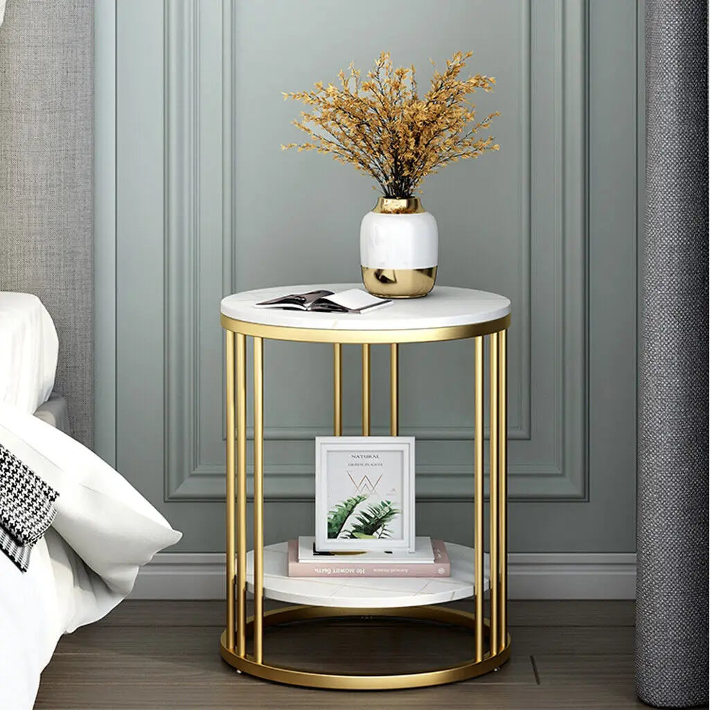Wisfor Two Tier Marble Round Side Table