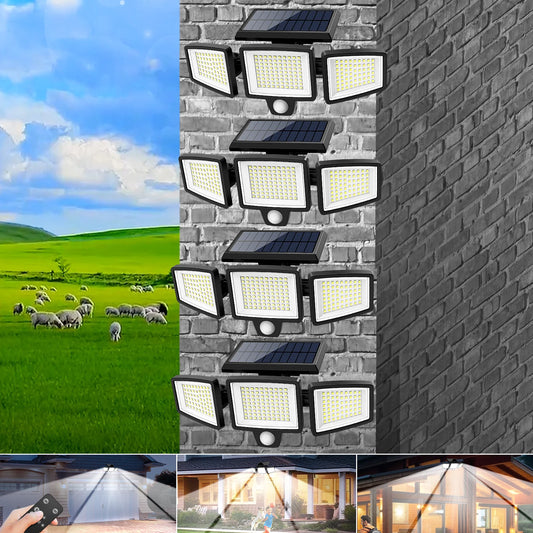SZRSTH 4-Pack Solar Motion Sensor Security Lights For Porch Garage
