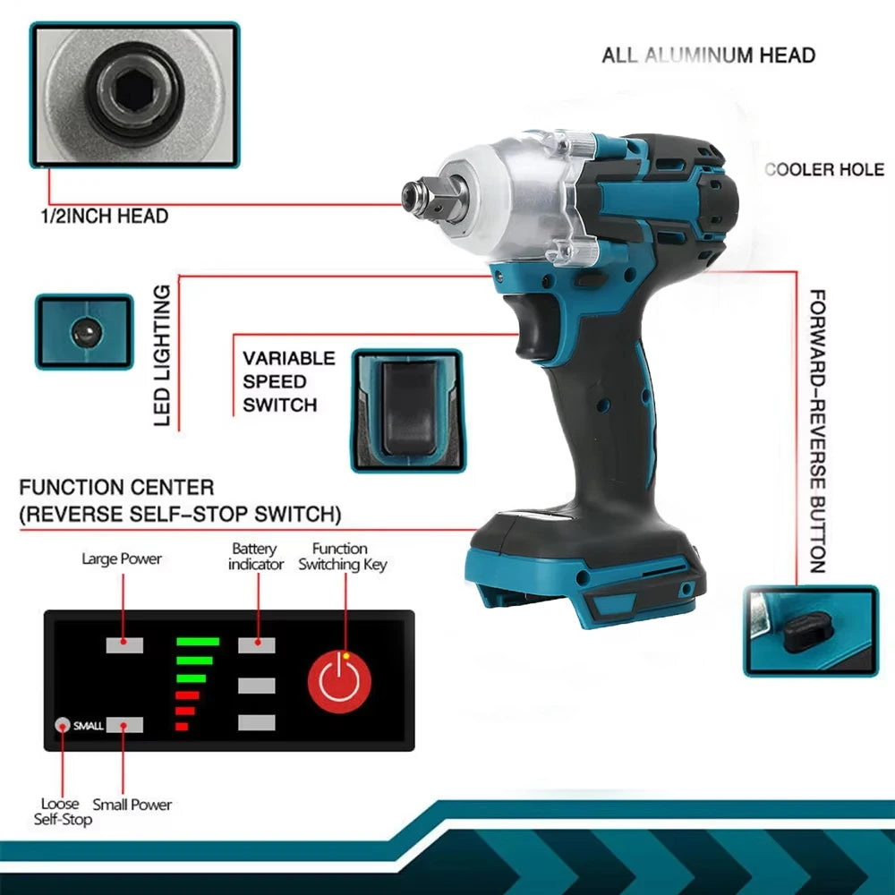 Magnitt Cordless Brushless Impact Wrench 18V With Toolbox Set