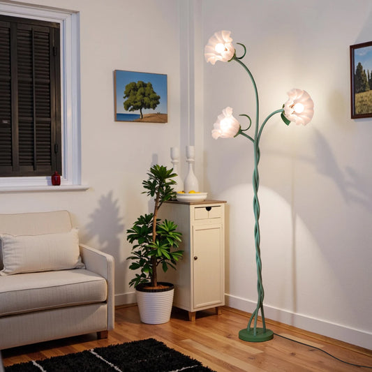 Retro 3-Head Flower Floor Lamp With Dimmable Light