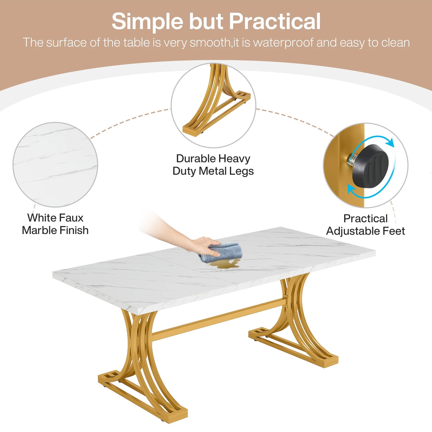 Tribesigns Contemporary Dining Table For 4 To 6 Guests