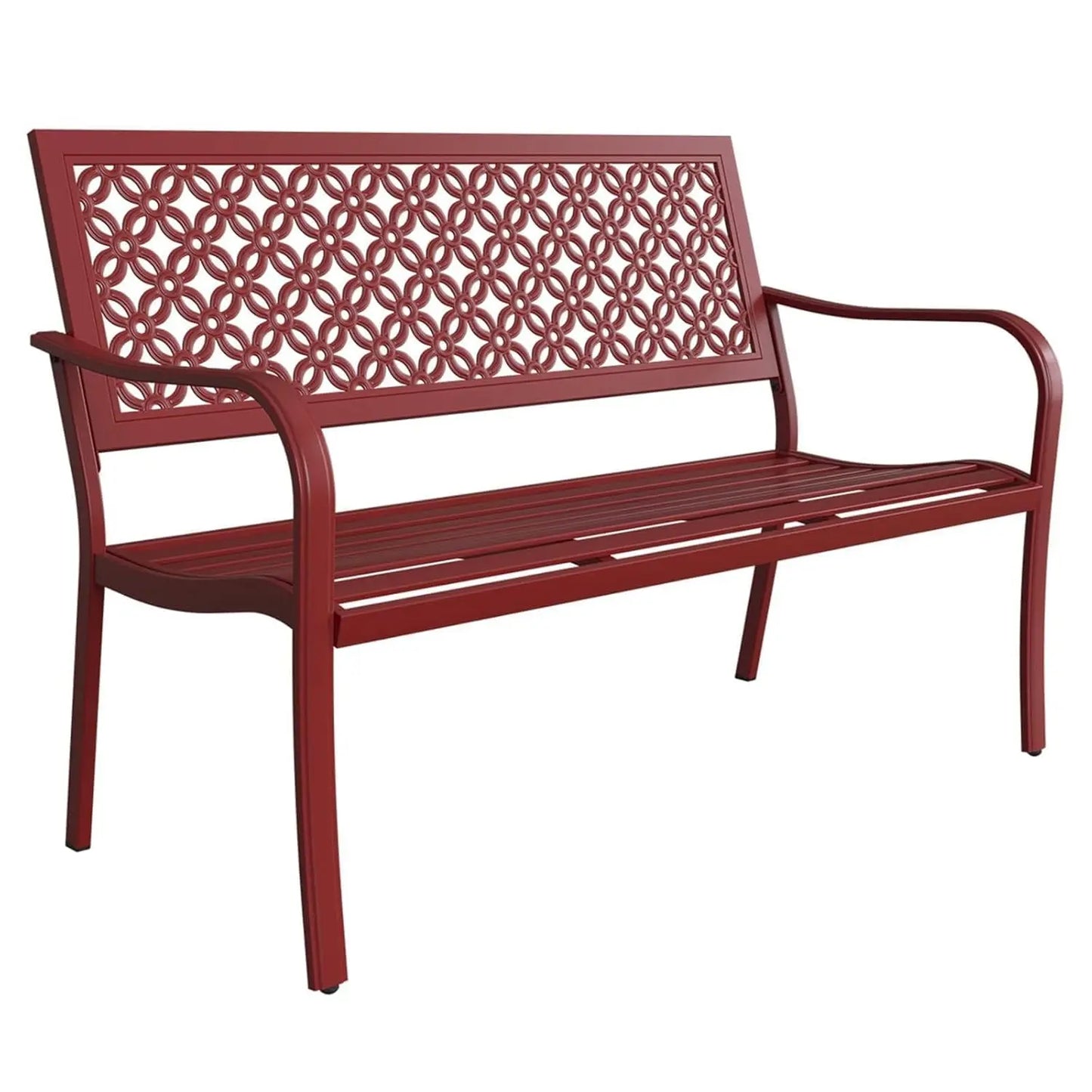 52" Outdoor Bench Rust-Free Metal Frame Aluminum Backrest Faux Wood Finish Patio Garden Porch, Customized