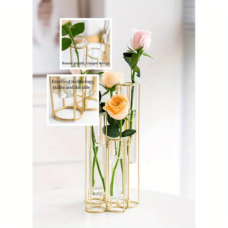 Test Tube Vase Set With Five Tubes Centerpiece Vase On Stand