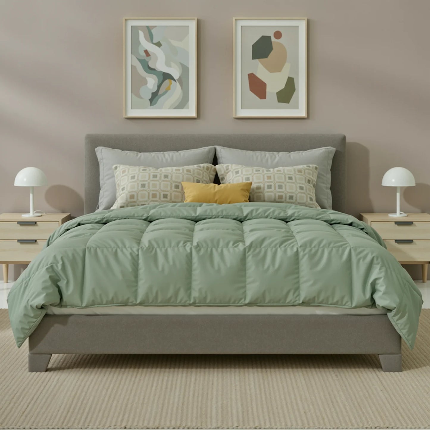 HOOMIC Upholstered Bed Frame With Adjustable Linen Headboard And Slats