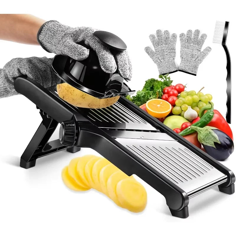 KYJG Stainless Steel Mandoline Slicer With 5 Interchangeable Blades