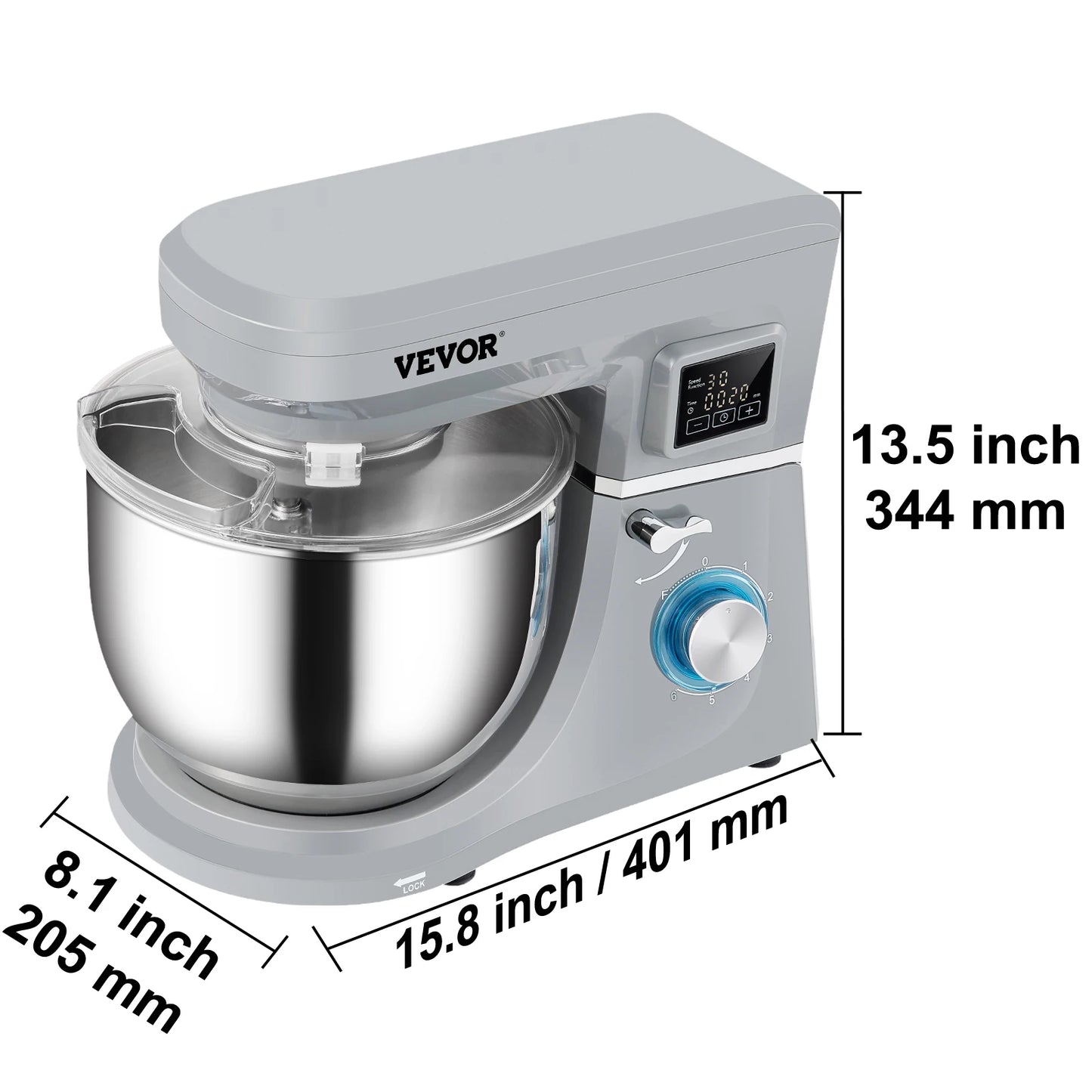 VEVOR 5-In-1 Stand Mixer With LCD Screen Dough Hook