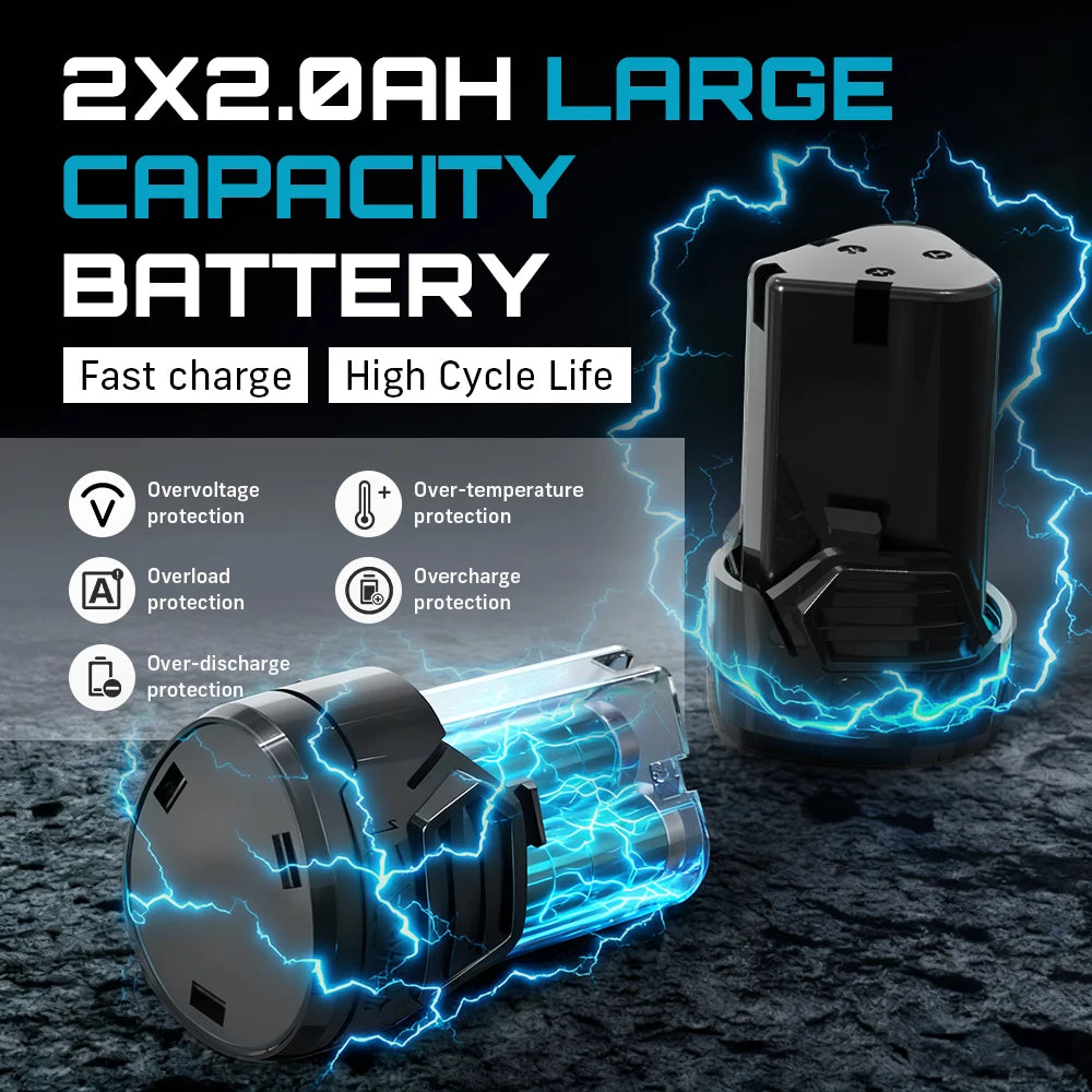 Seesii Cordless Electric Ratchet Wrench 12V 55Nm With Two Batteries