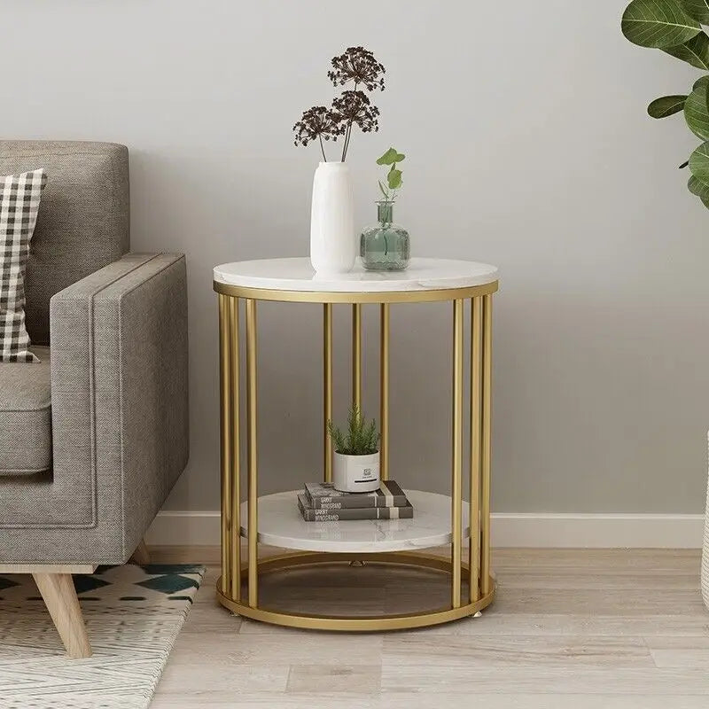 Wisfor Two Tier Marble Round Side Table