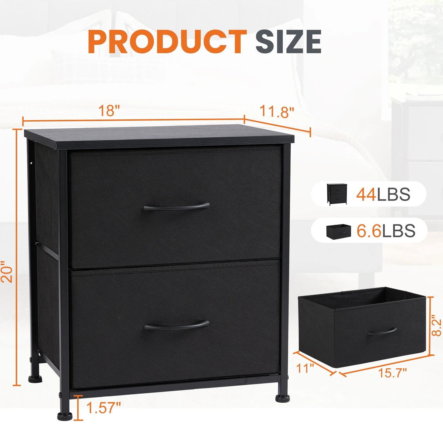 JHK Nightstand Bedside Table With Storage Drawers