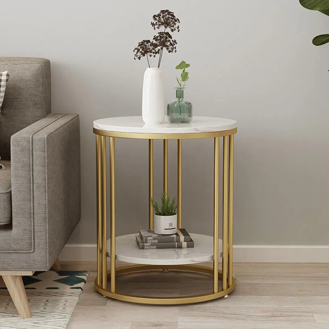 Wisfor Two Tier Marble Round Side Table