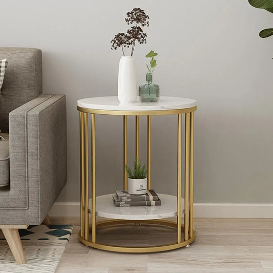Wisfor Two Tier Marble Round Side Table