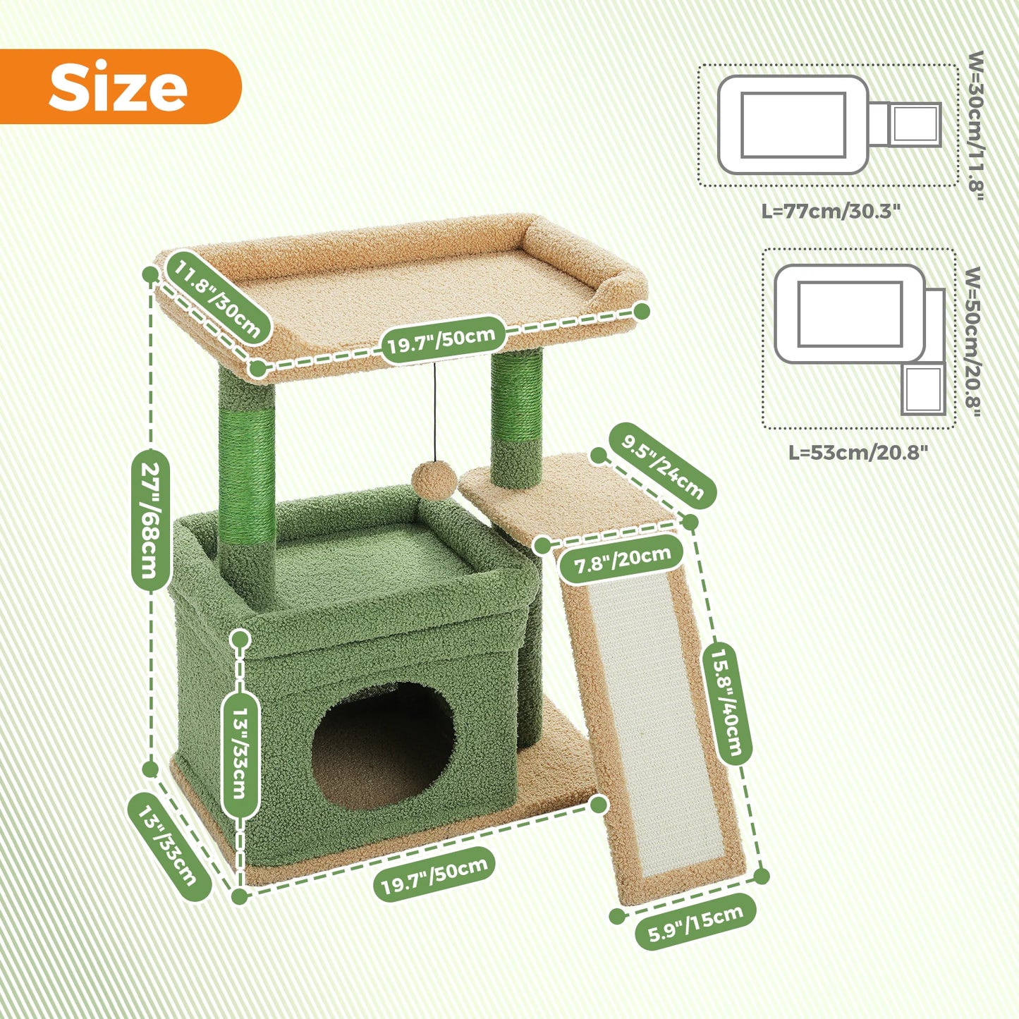 PAWZ Road Small Cat Tree Indoor Tower With Sisal Post