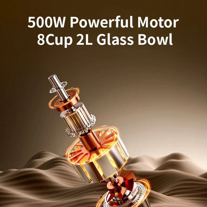 GUOHE Food Processor 350W With 2L Glass Bowl 3 Speed