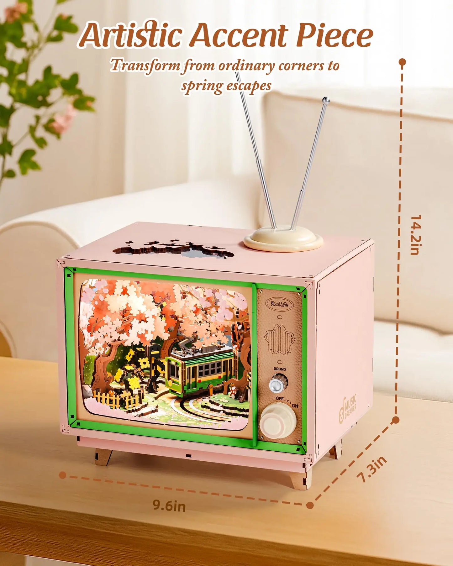 Robotime Sakura Dreamy Tour DIY Music Box Puzzle With Lights