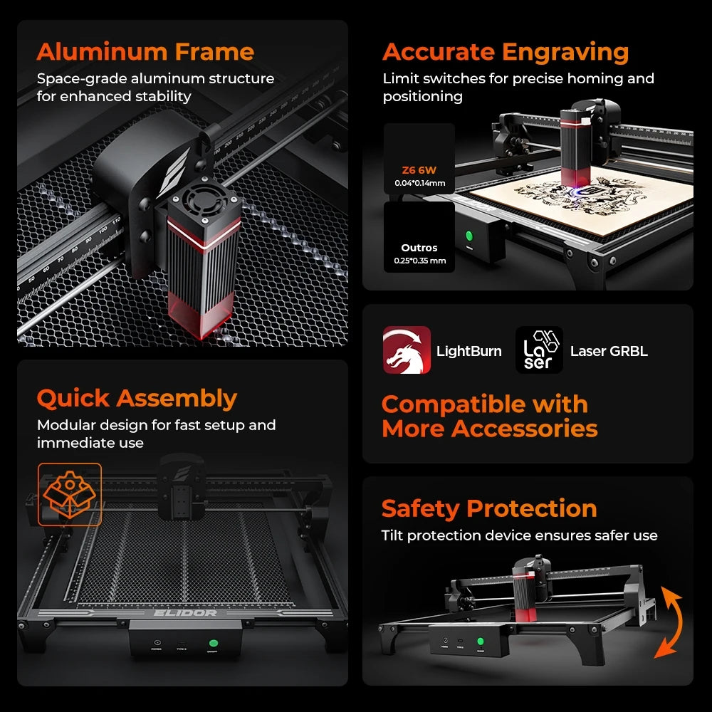 Elidor Z6 6W Laser Engraver And Cutting Machine For Wood