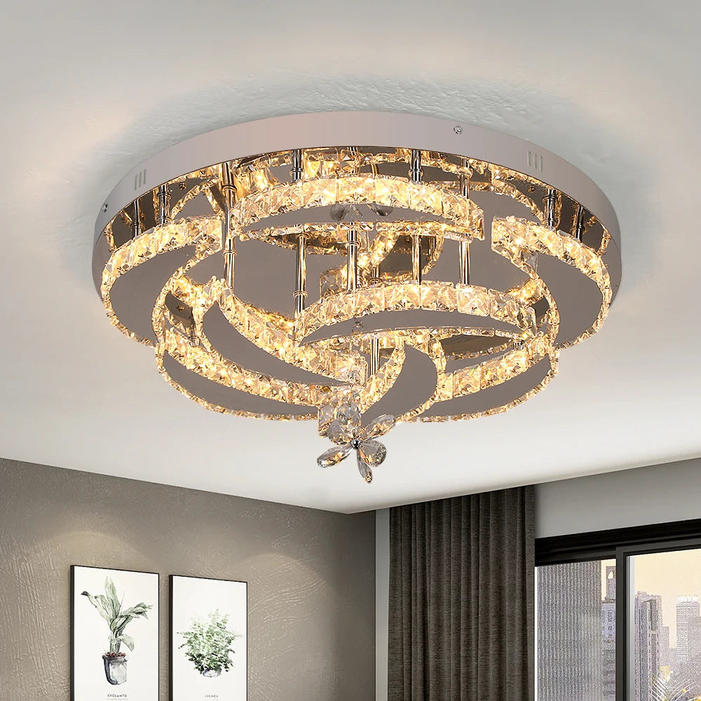 VETRULUS Luxury Crystal Chandelier Modern Ceiling Pendant Led Light