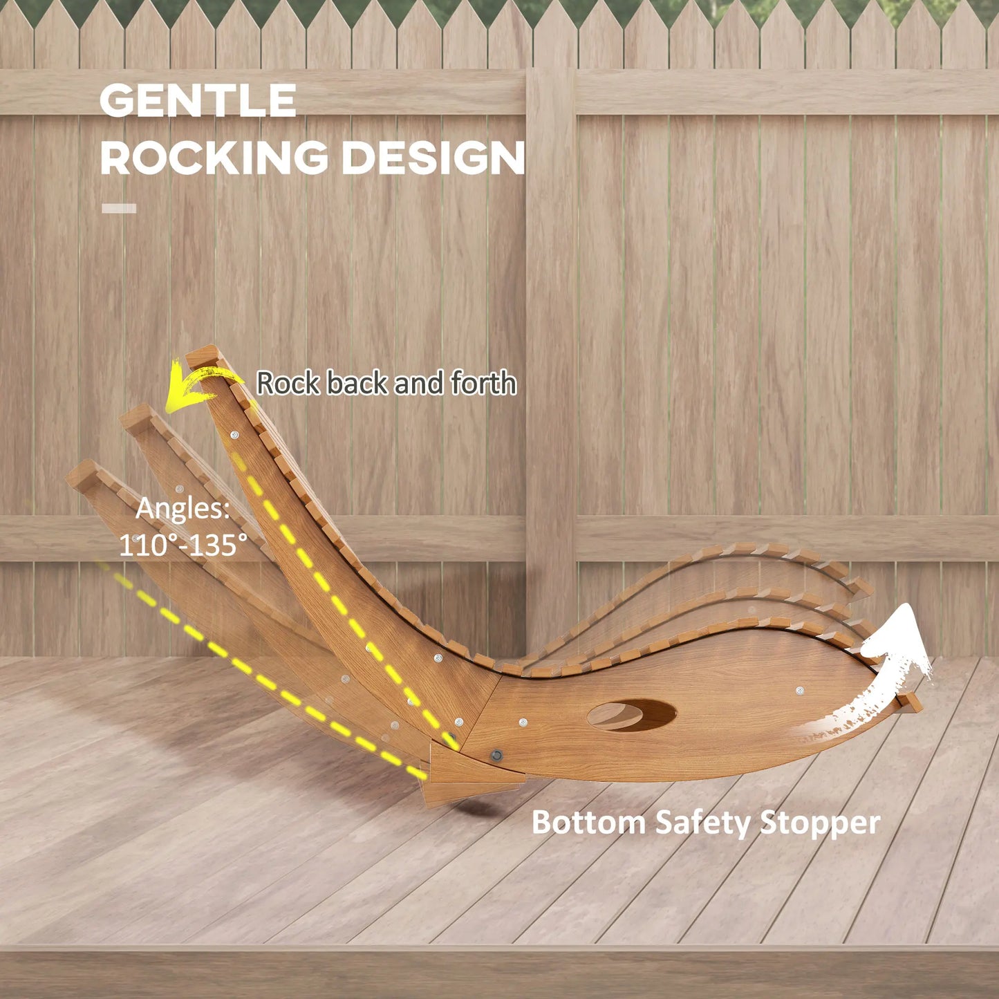 Outsunny Outdoor Rocking Chair With Slatted Teak Seat