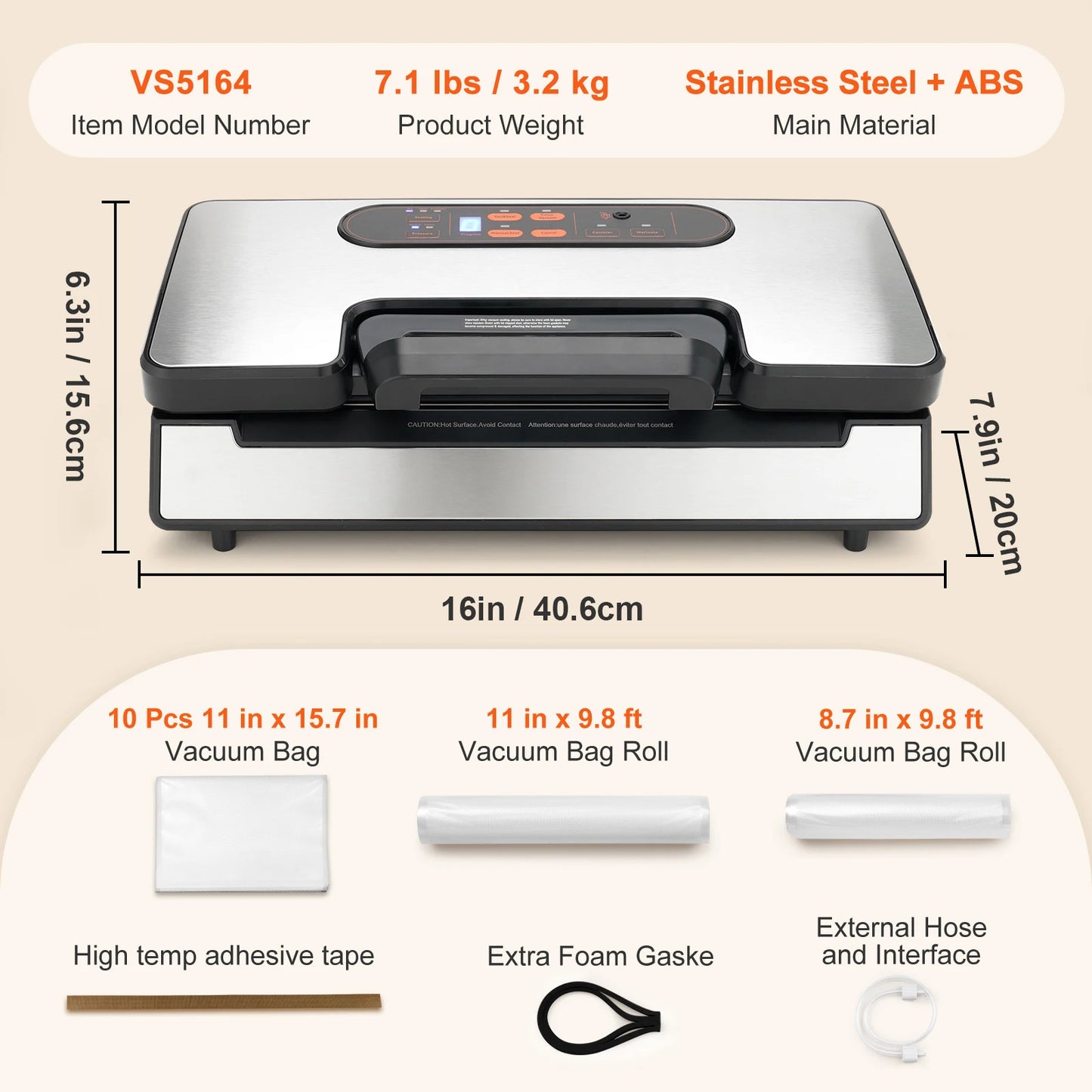 SucceBuy Vacuum Sealer Machine For Food Packaging 90Kpa 130W