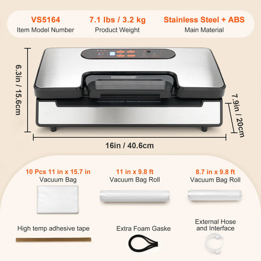 SucceBuy Vacuum Sealer Machine For Food Packaging 90Kpa 130W