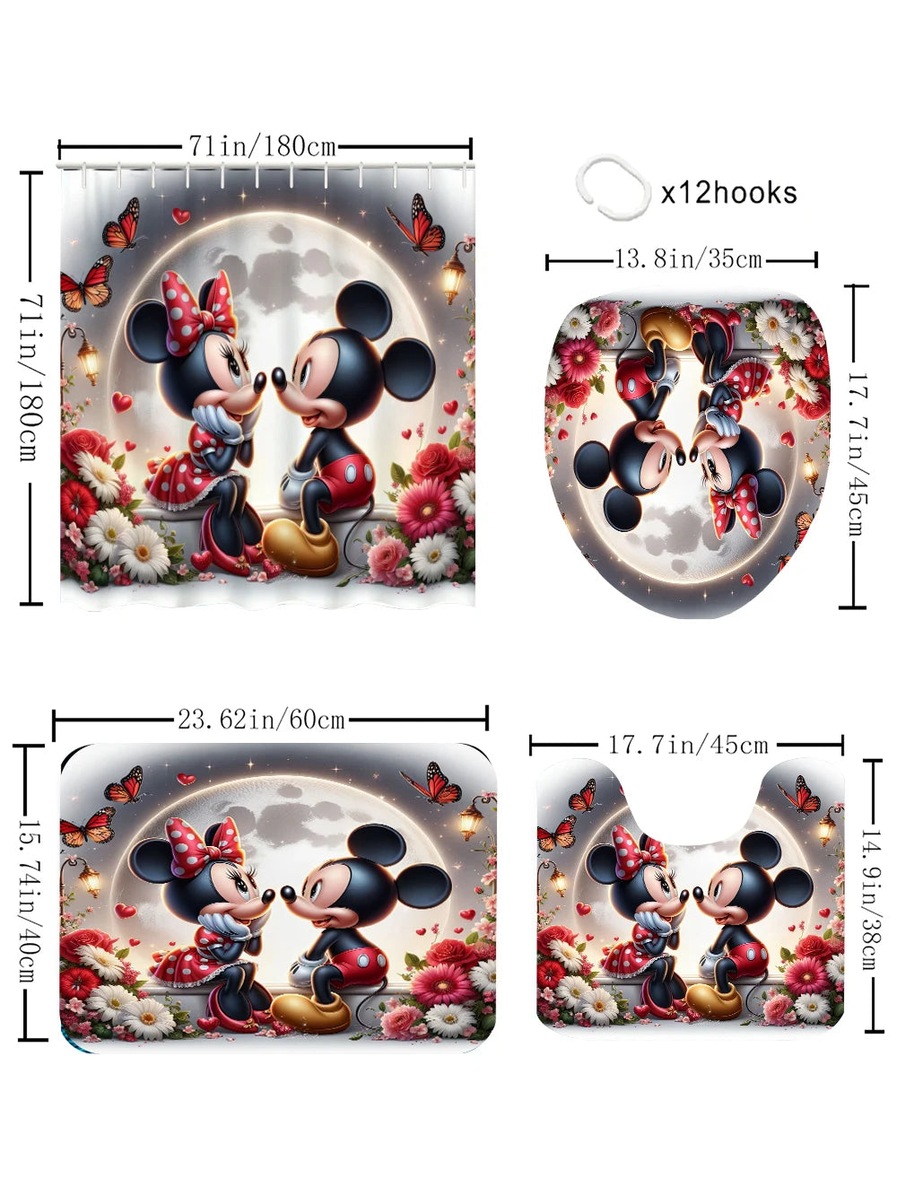 Minisocraft Disney Mickey Mouse Bathroom Four Piece Set Waterproof Kit