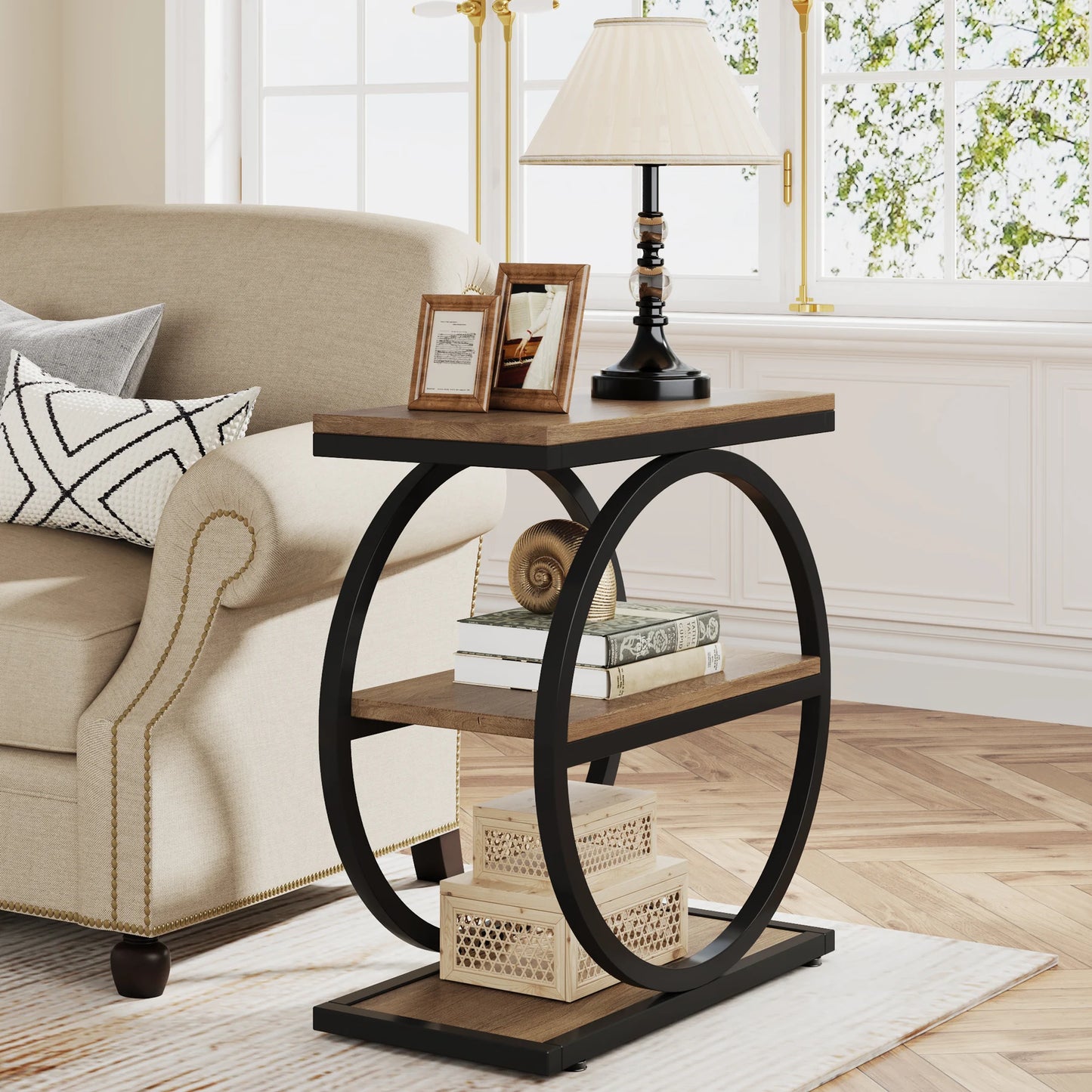 Tribesigns End Table 3 Tier Side Table With Metal Frame