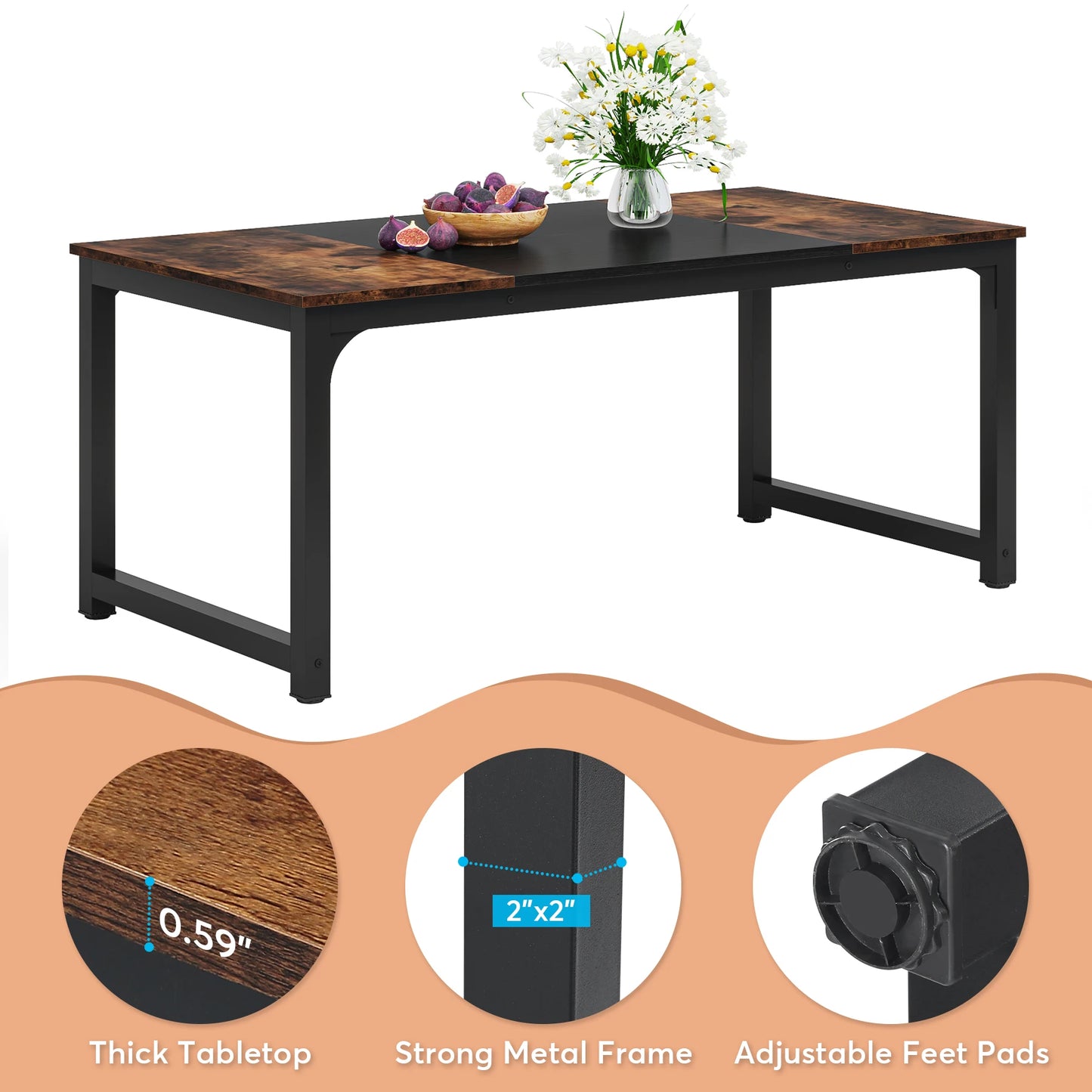 Tribesigns Dining Table Industrial Kitchen Table For Dining Room