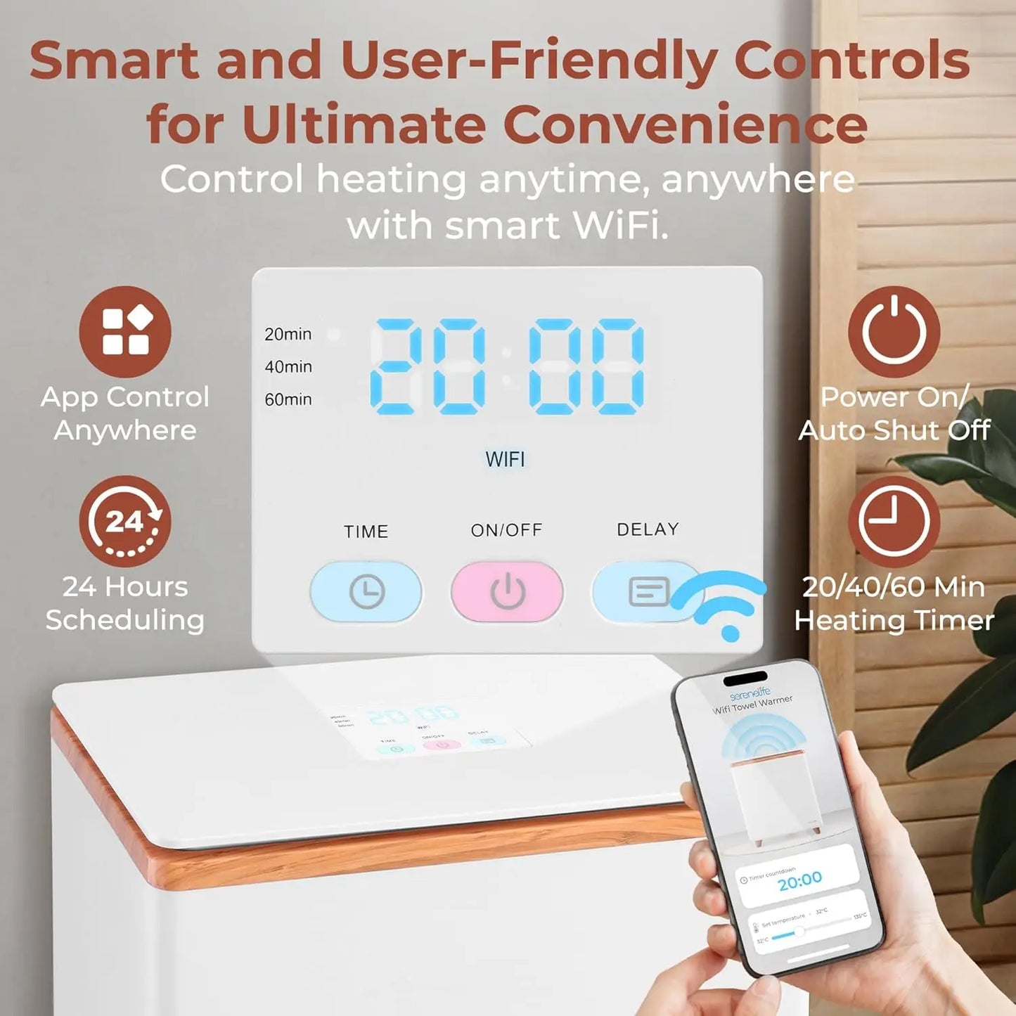 WiFi Towel Warmer With Auto Shut Off For Large Towels