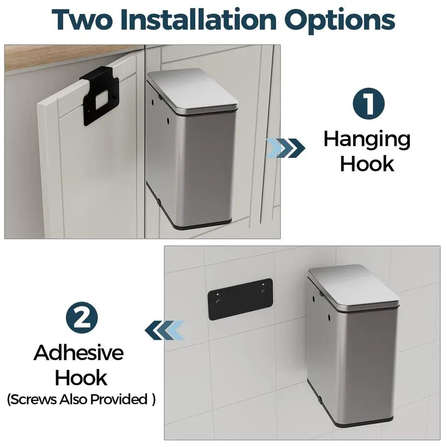 XMSJ Stainless Steel Hanging Trash Can With Lid And Bucket