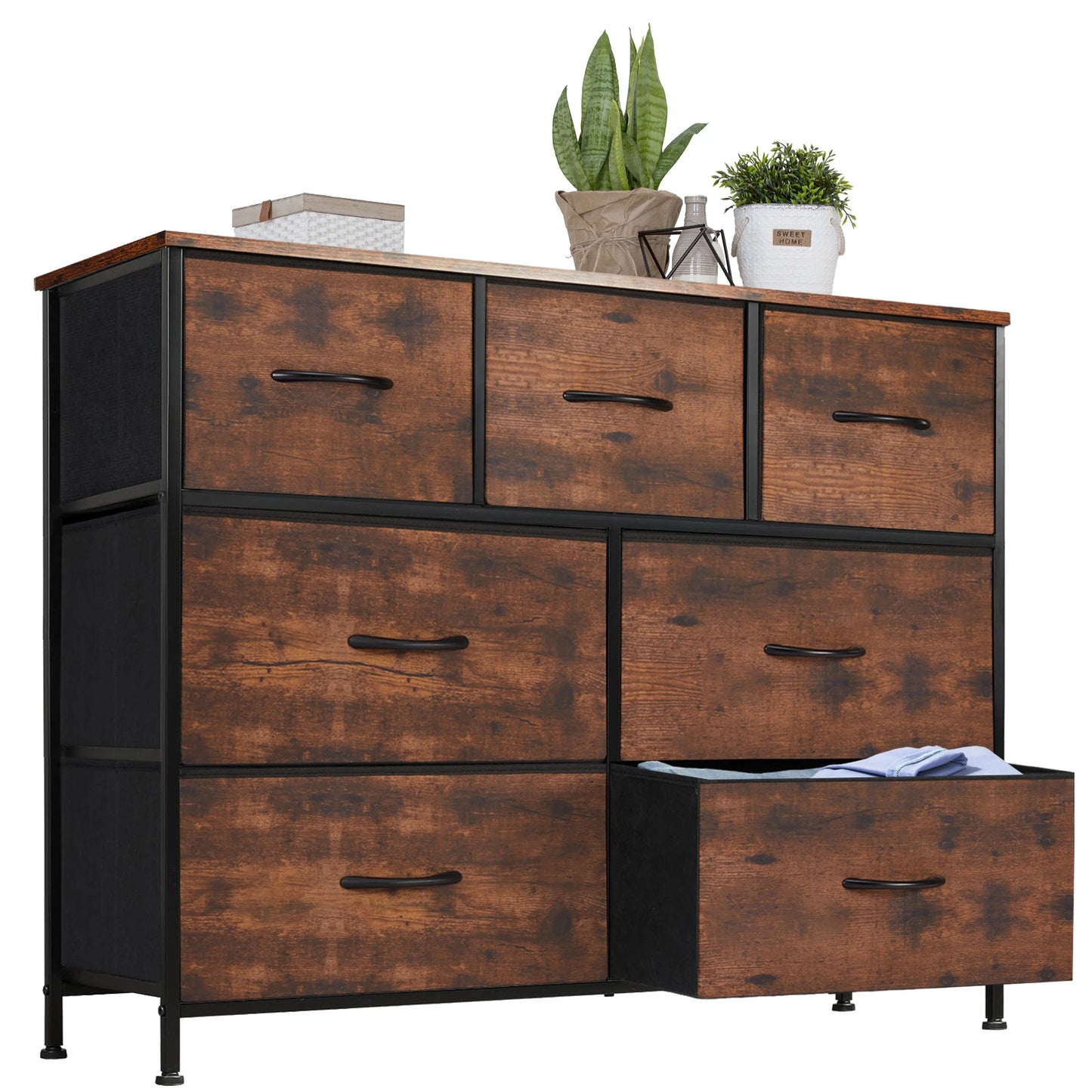 JHK Dresser With 7 Fabric Drawers Storage Cabinet For Bedroom