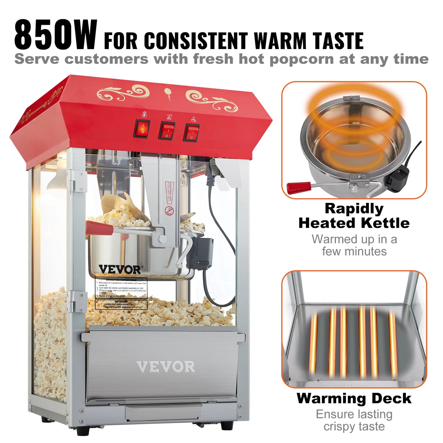 SucceBuy Automatic Electric Popcorn Maker Commercial Popper Machine