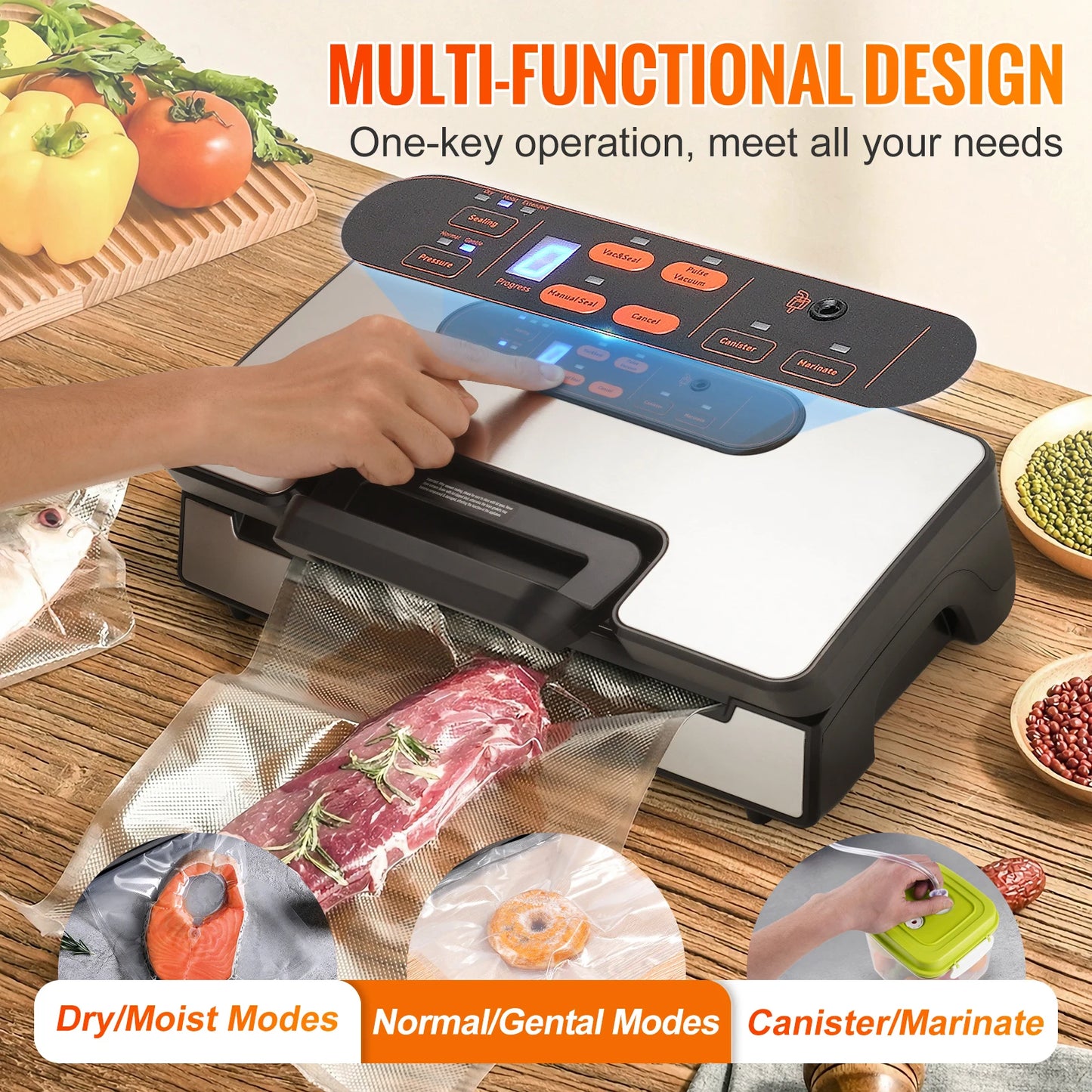 SucceBuy Vacuum Sealer Machine For Food Packaging 90Kpa 130W