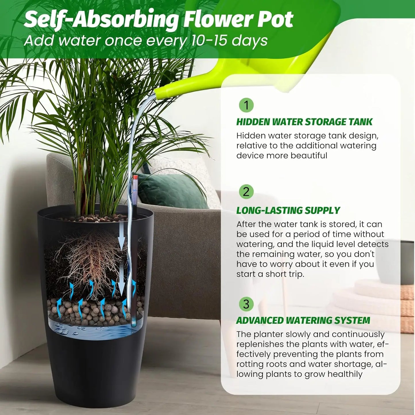 Studyset Self Watering Plant Pots Set of 2 for Indoor Plants