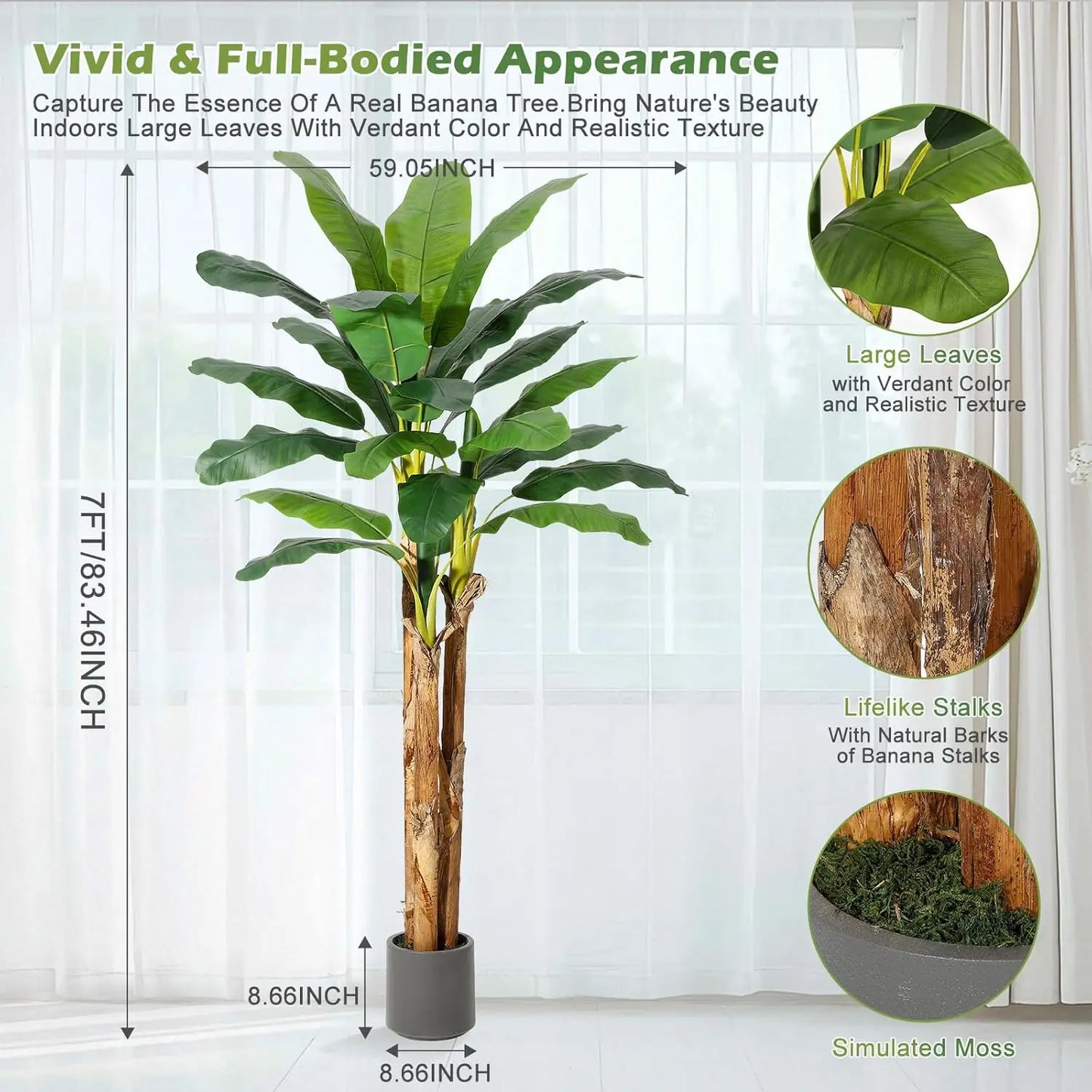 HiMISSCN Artificial Banana Tree With Realistic Leaves For Home Decor