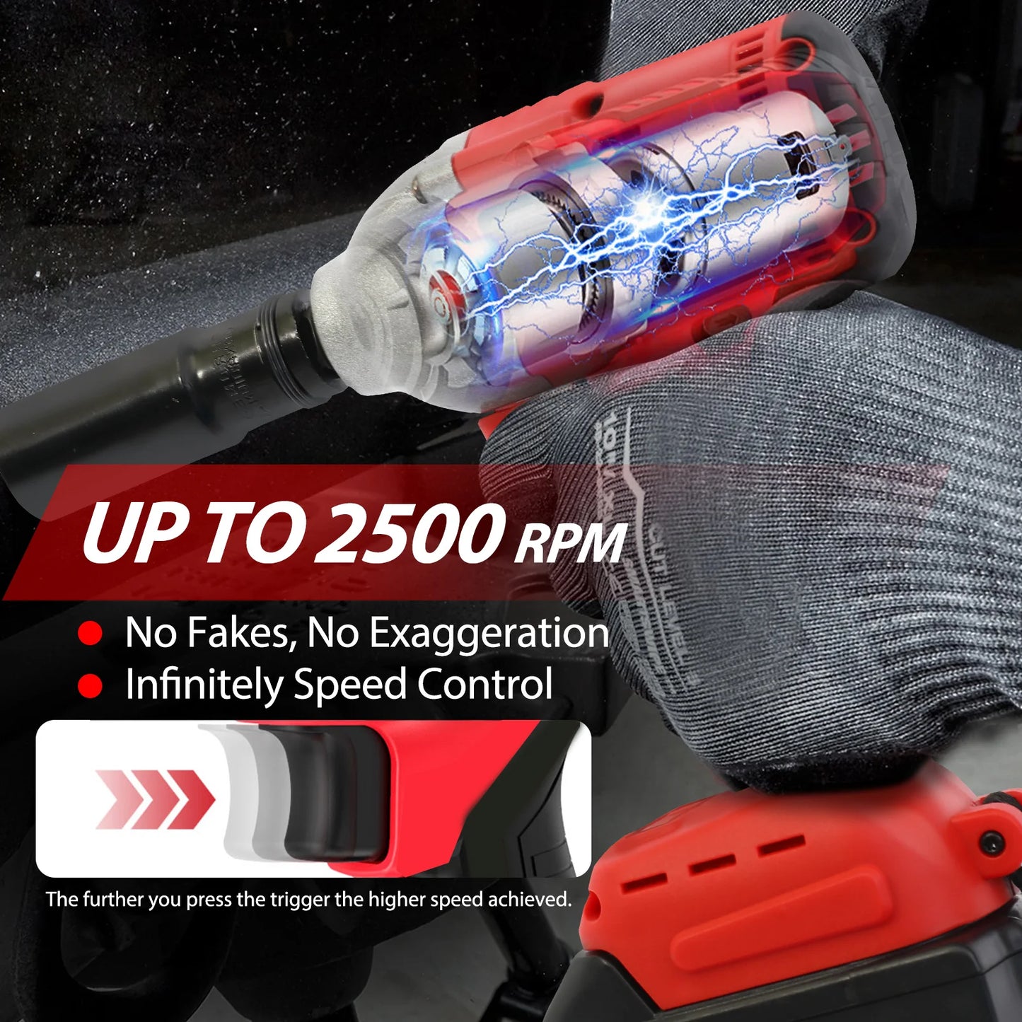 Brushless Cordless Impact Wrench Drill 1000Nm 20V With Battery