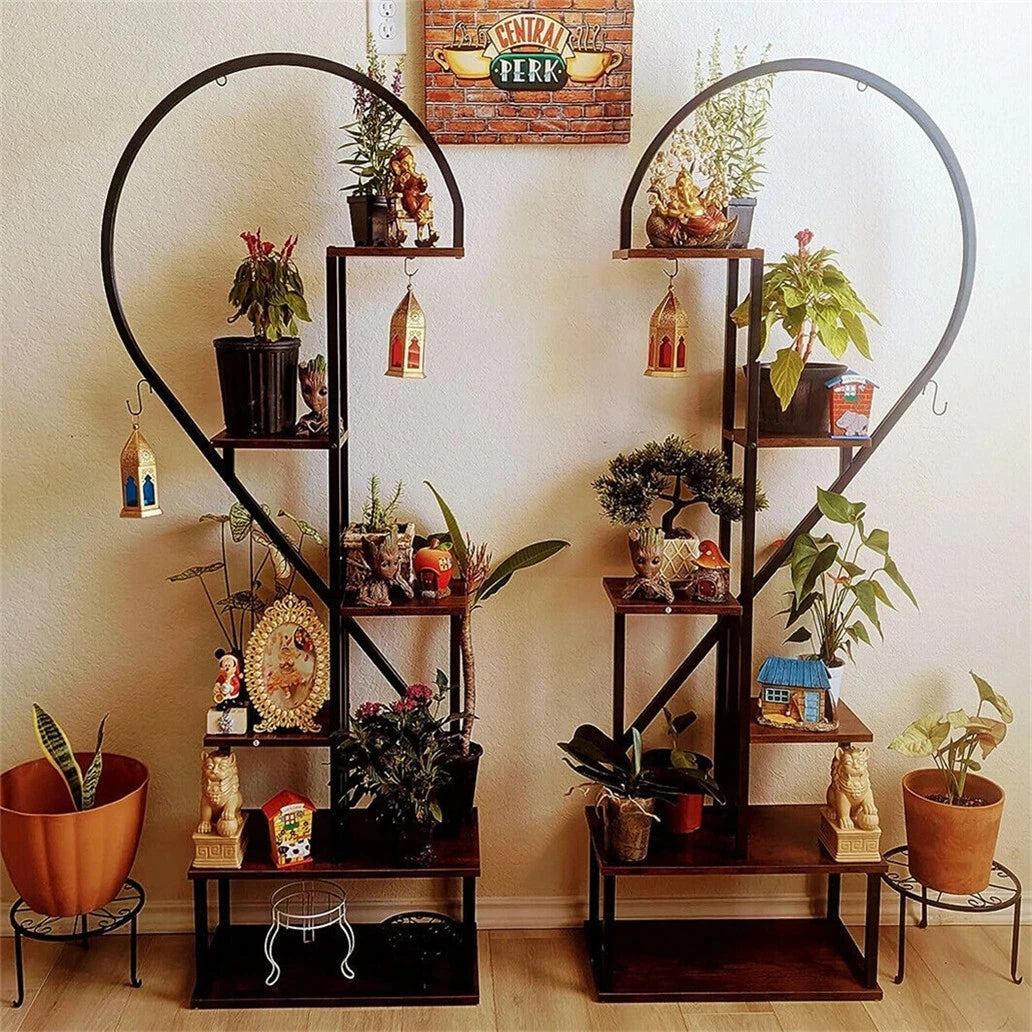 Wisfor Half Heart Shaped Plant Stand Six Tier Display Rack