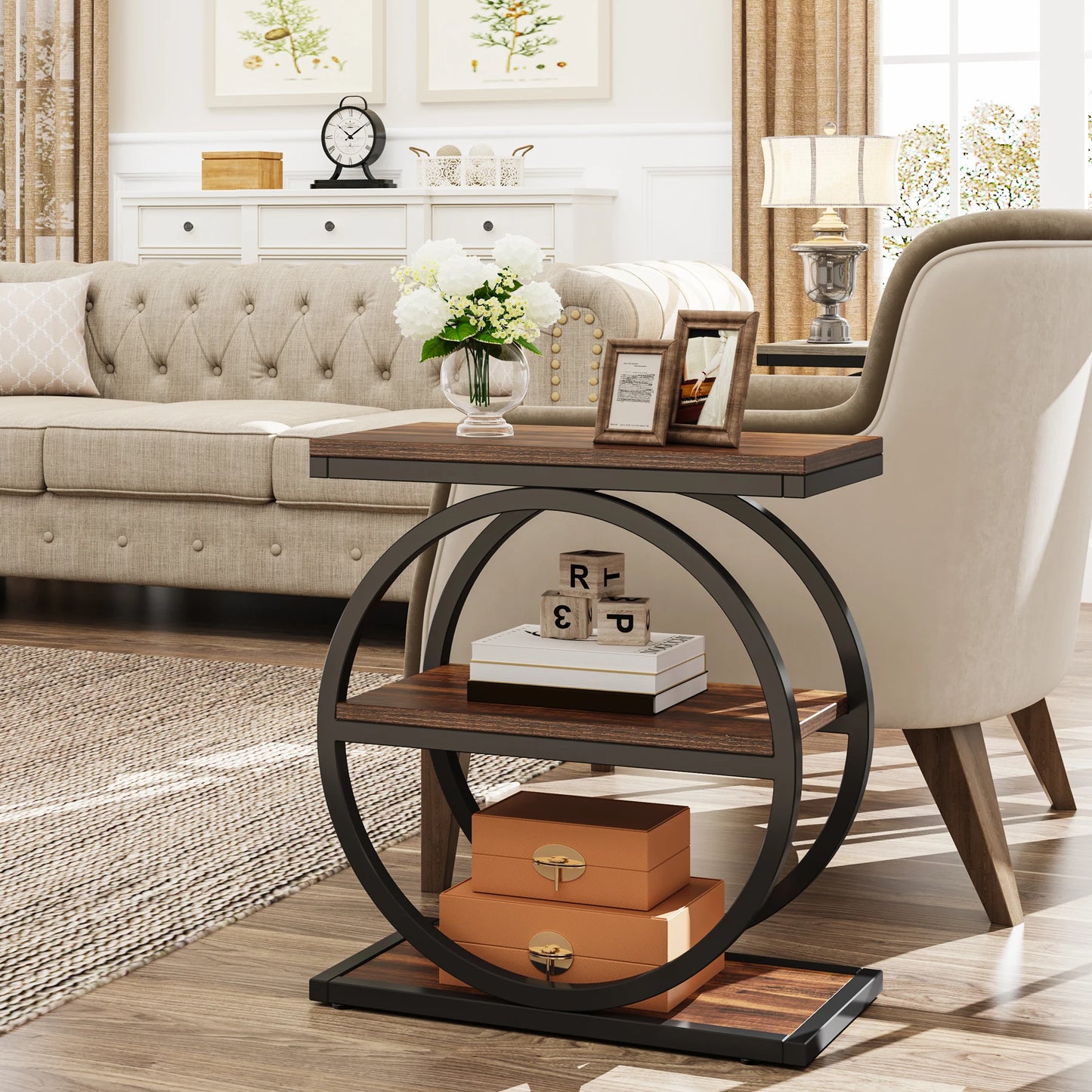 Tribesigns End Table 3 Tier Side Table With Metal Frame