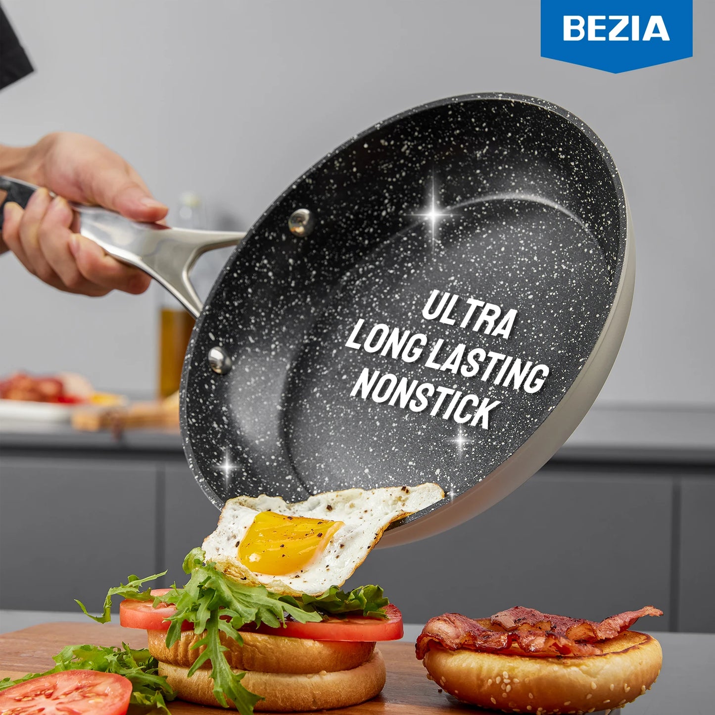 Bezia Induction Nonstick 10-Piece Cookware Set For All Stovetops