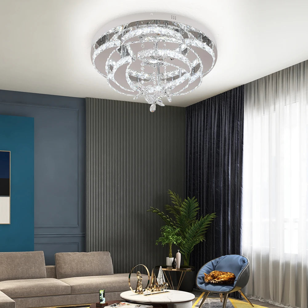 VETRULUS Luxury Crystal Chandelier Modern Ceiling Pendant Led Light