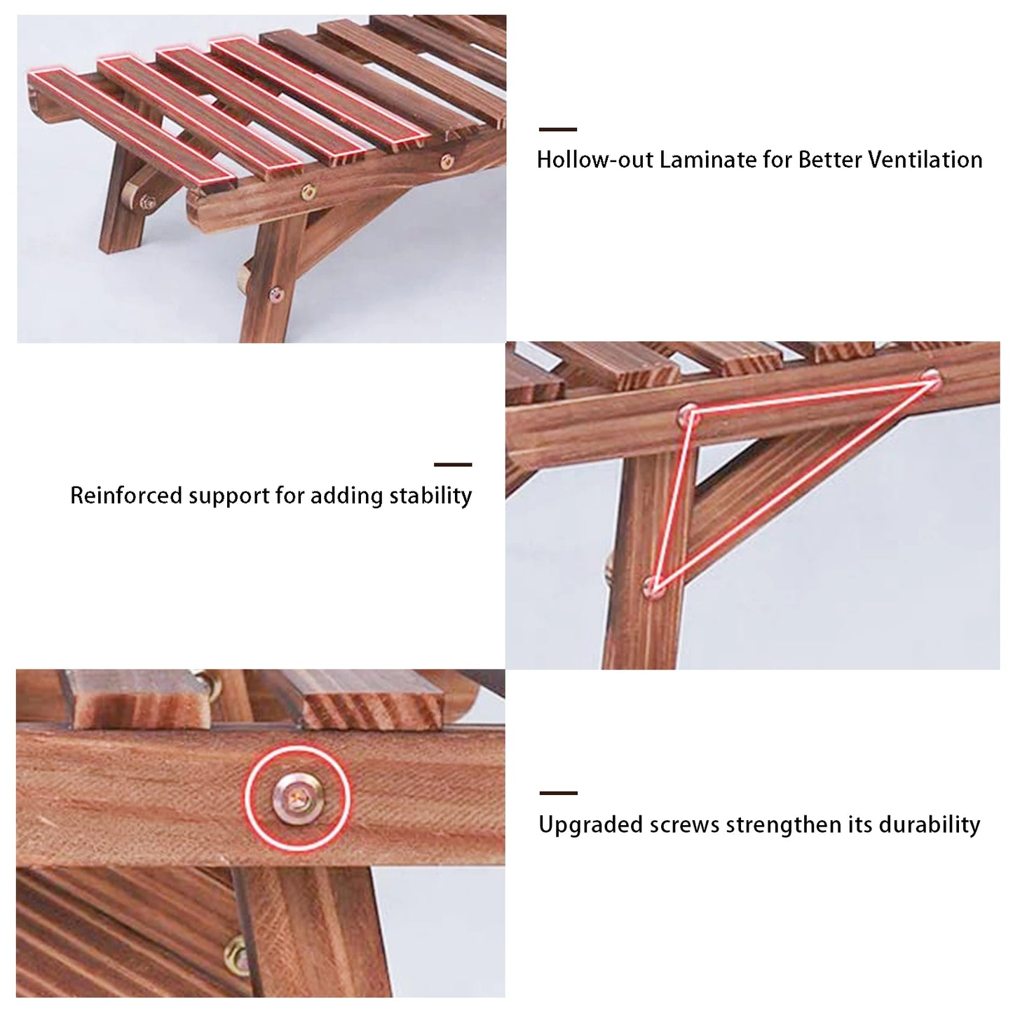 Wisfor 3-Piece Premium Wood Plant Stands for Home Garden