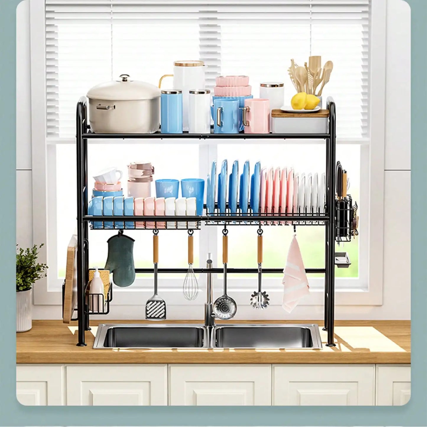 Over-The-Sink Dish Drying Rack 2 Tier System Organizer