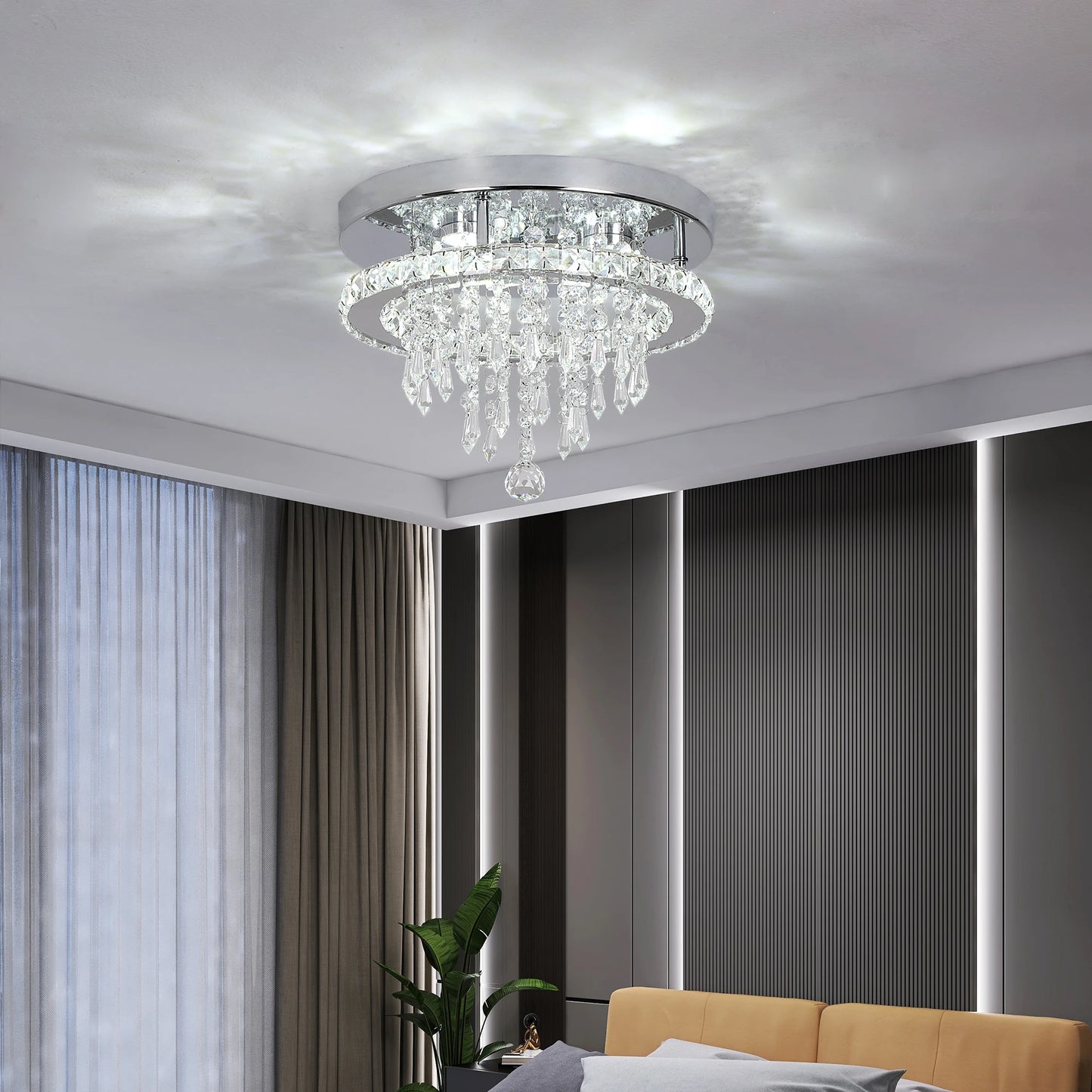 VETRULUS Modern Crystal Led Chandelier Ceiling Light