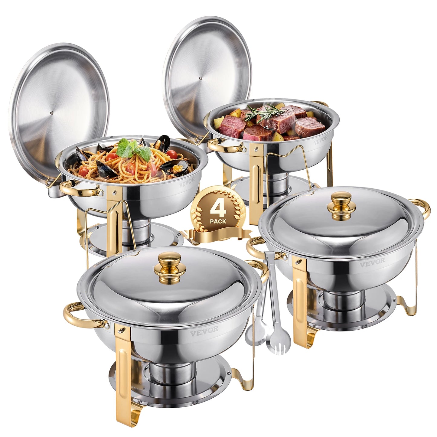 SucceBuy Four Pack Chafing Dish Buffet Set Stainless Steel Chafer Warmer