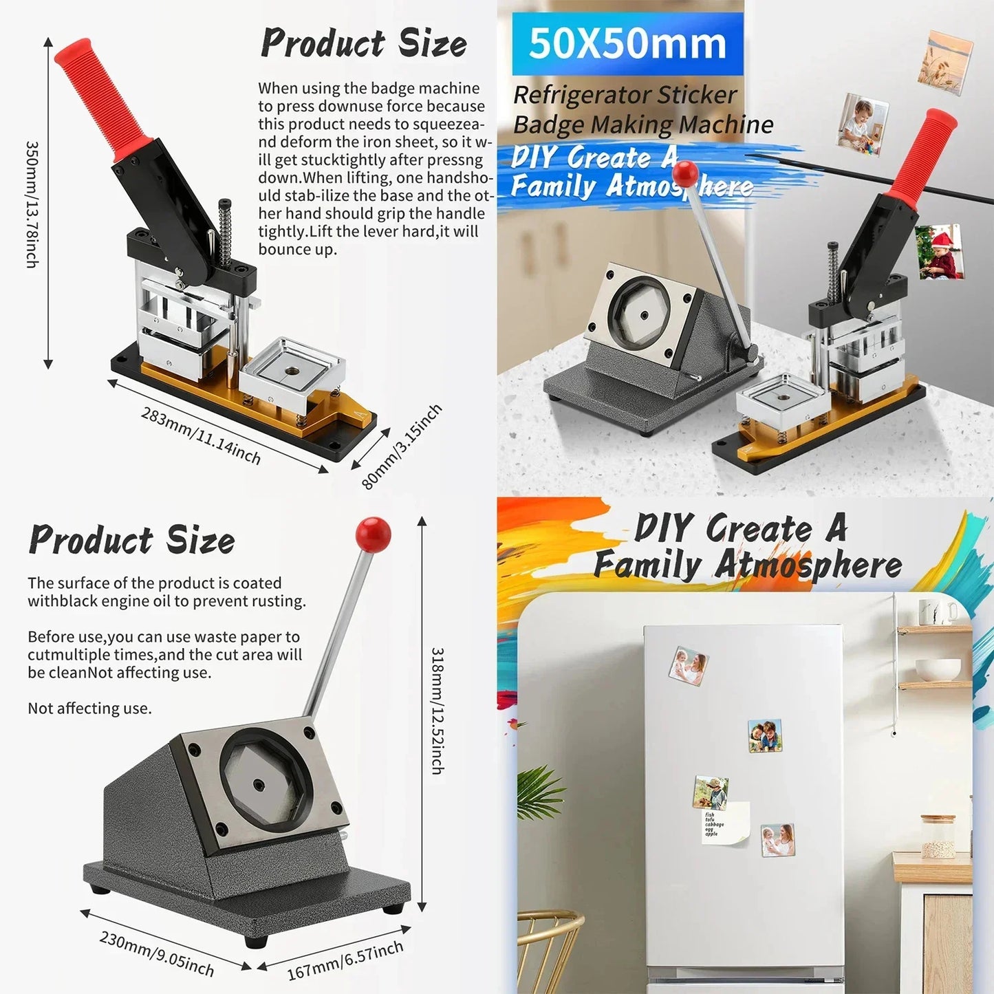 Fridge Magnet Button Making Machine With Cutter And 100pcs Materials