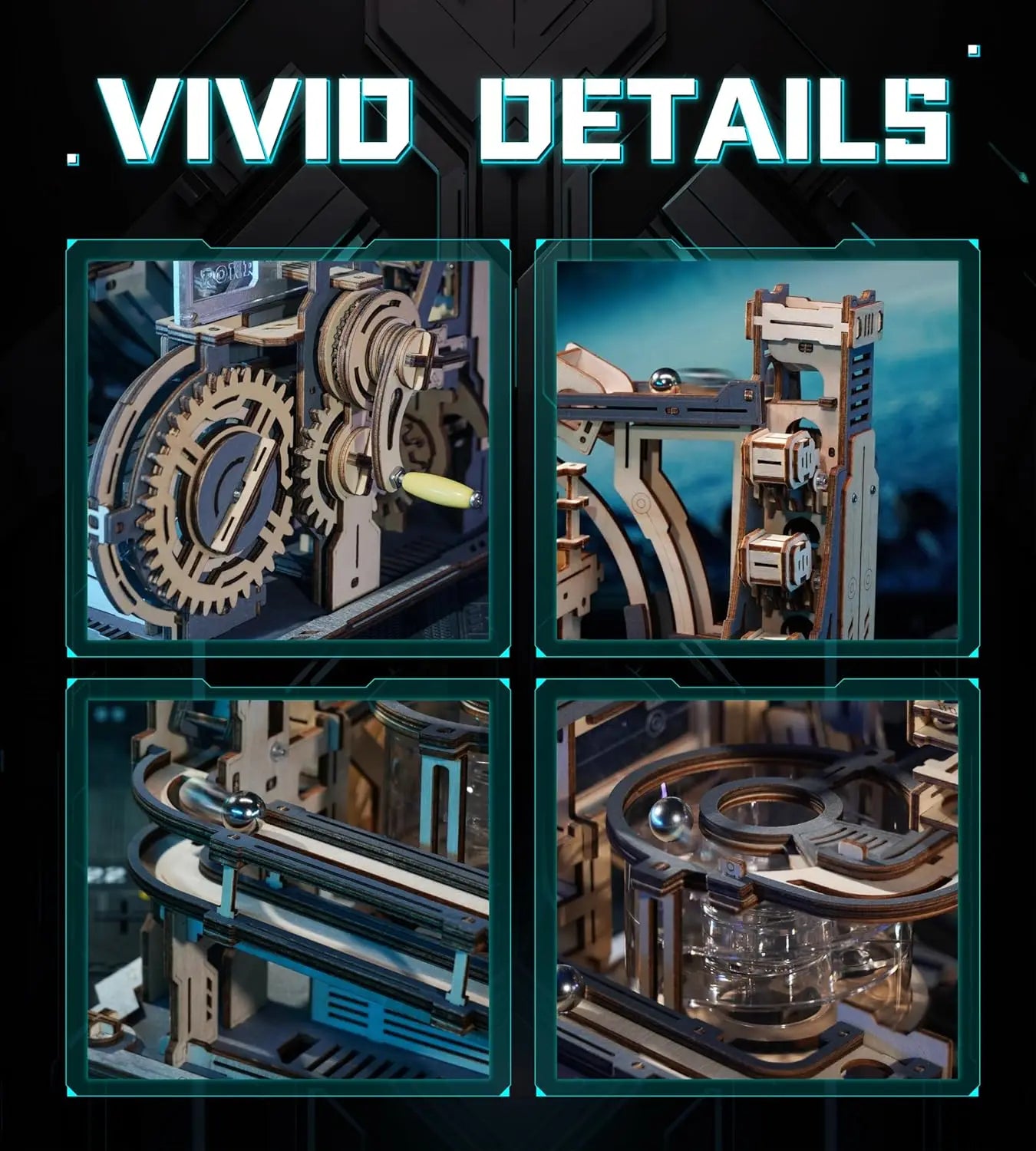 Robotime Rokr Marble Spaceport 3D Puzzle Kit Wooden Model