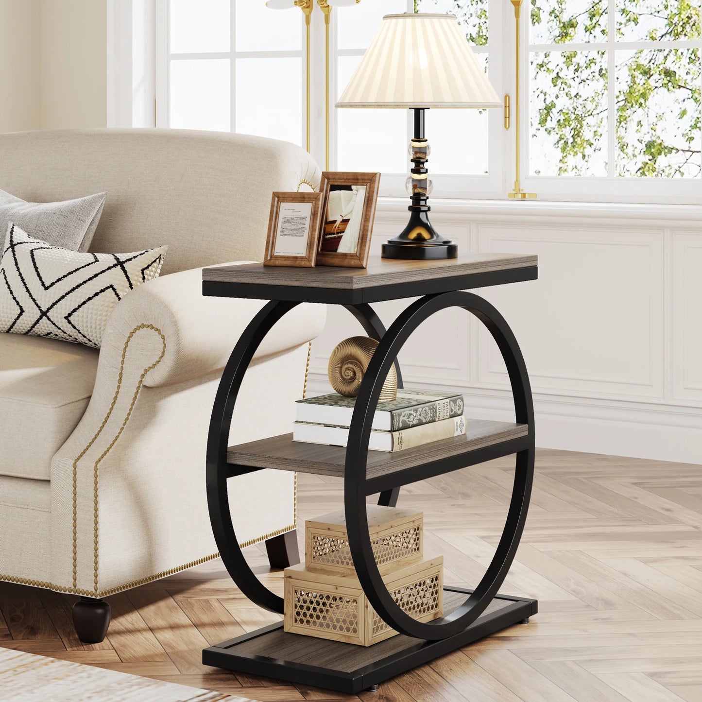Tribesigns End Table 3 Tier Side Table With Metal Frame