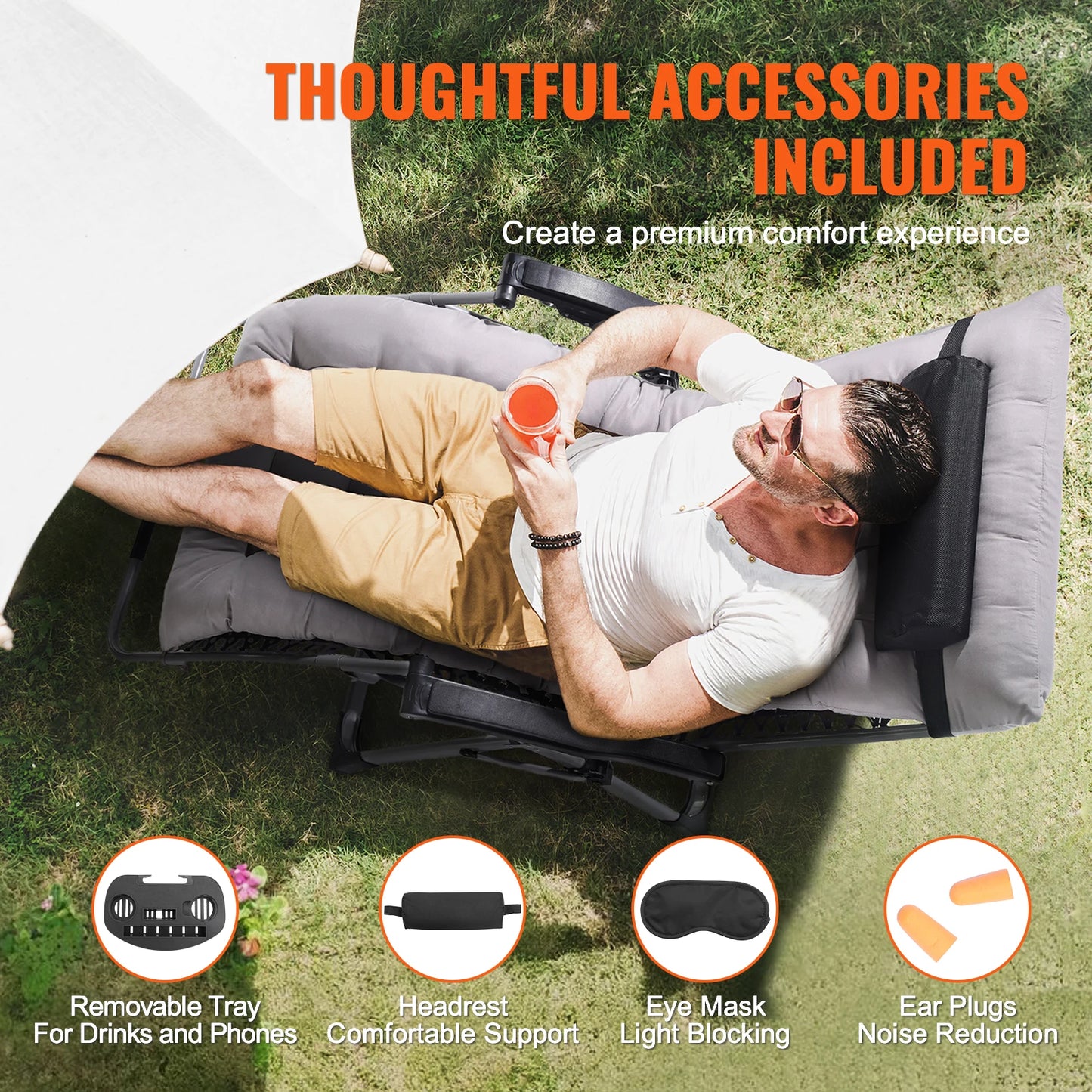 SucceBuy Zero Gravity Chair Recliner With Footrest And Cupholder